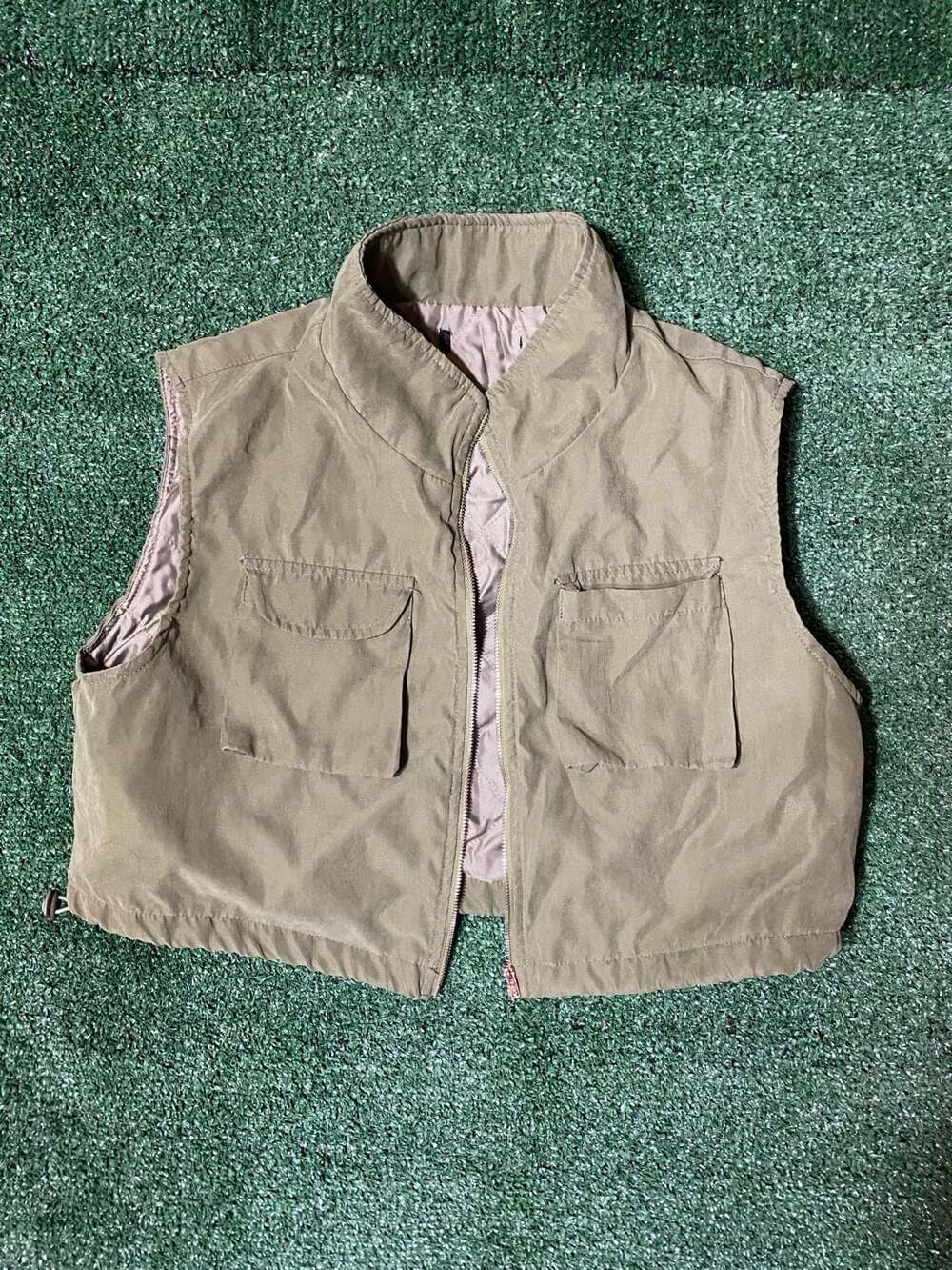 Selected Homme Khaki Gorpcore Multi-Pocket Quilted Vest